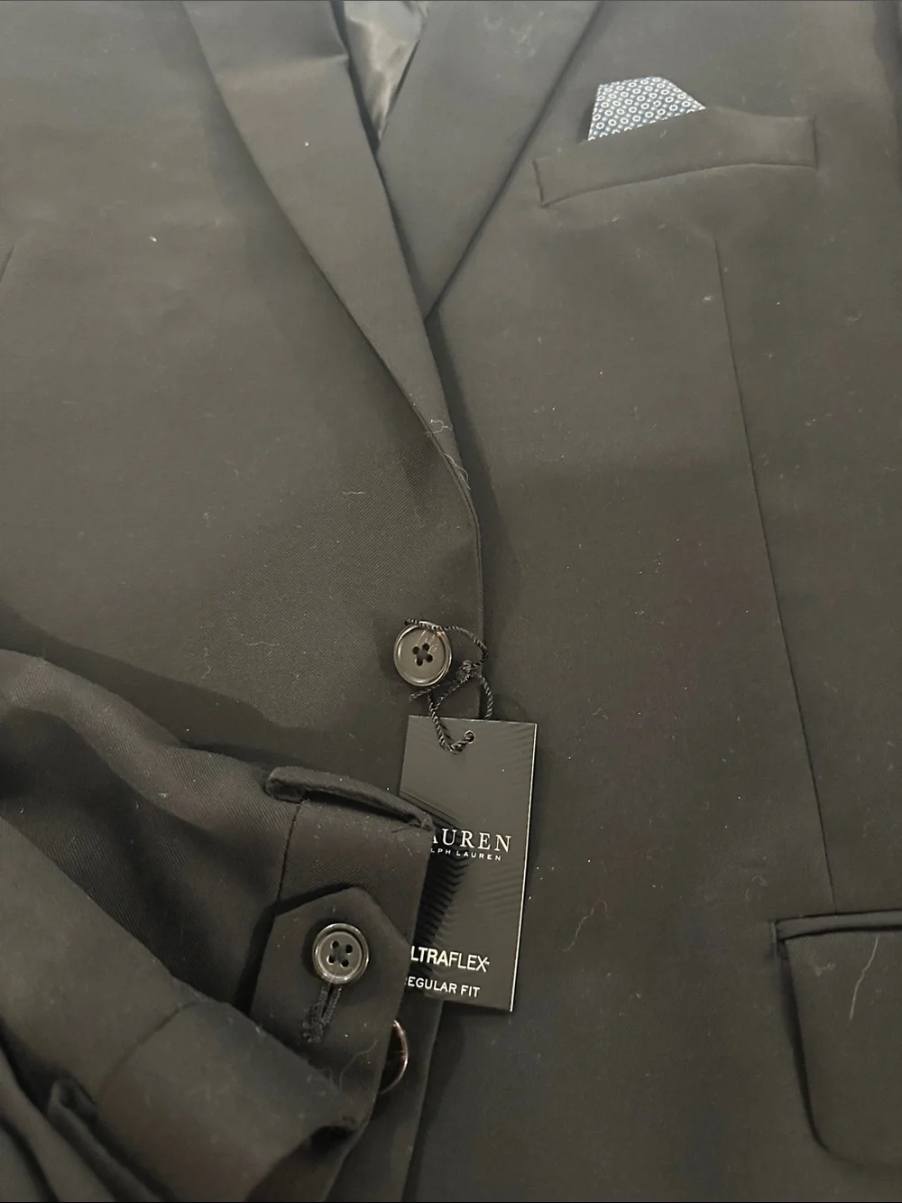 Ralph Lauren ULTRAFLEX Black Two-Piece Suit 48 Regular Jacket 38x30 Pants